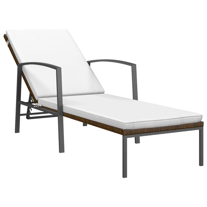 vidaXL PE Rattan Sun Lounger and Table in Brown (Set of 3)