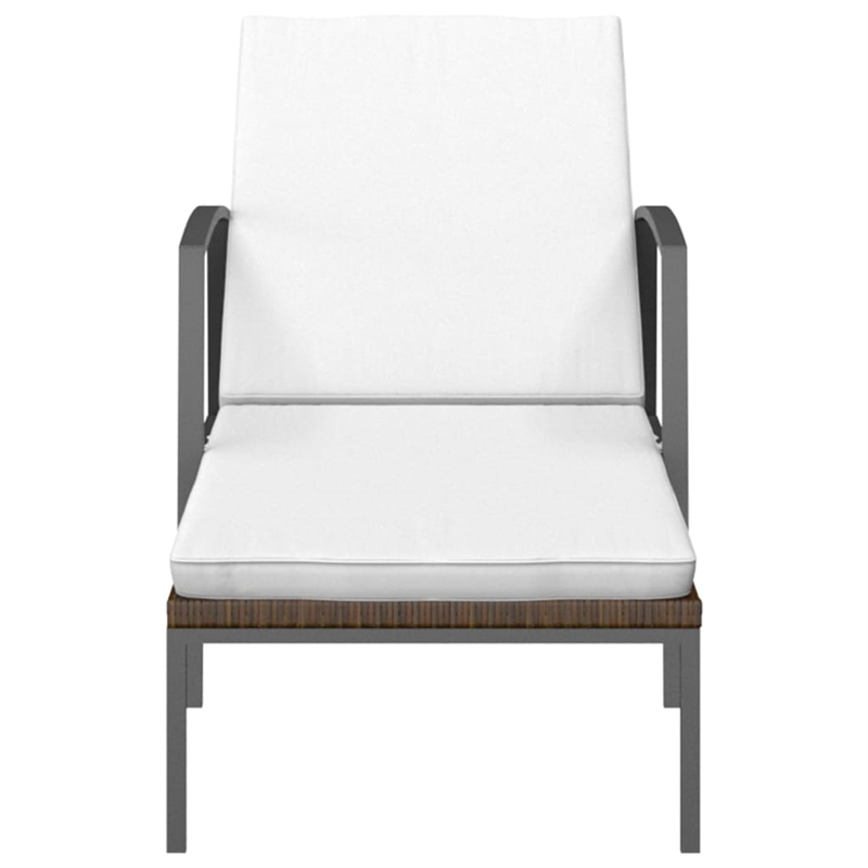 vidaXL PE Rattan Sun Lounger and Table in Brown (Set of 3)