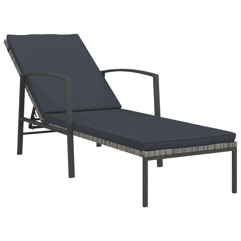 vidaXL Sun Lounger and Table in Gray (Set of 3)