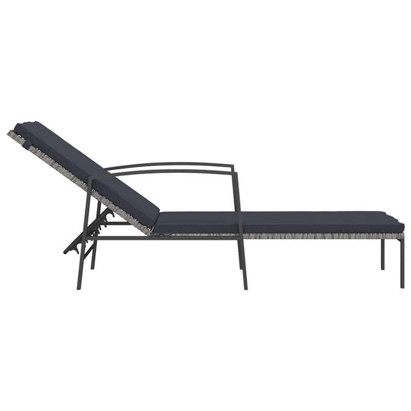vidaXL Sun Lounger and Table in Gray (Set of 3)
