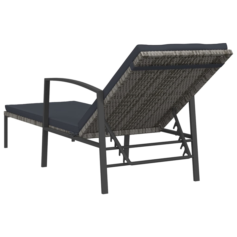 vidaXL Sun Lounger and Table in Gray (Set of 3)