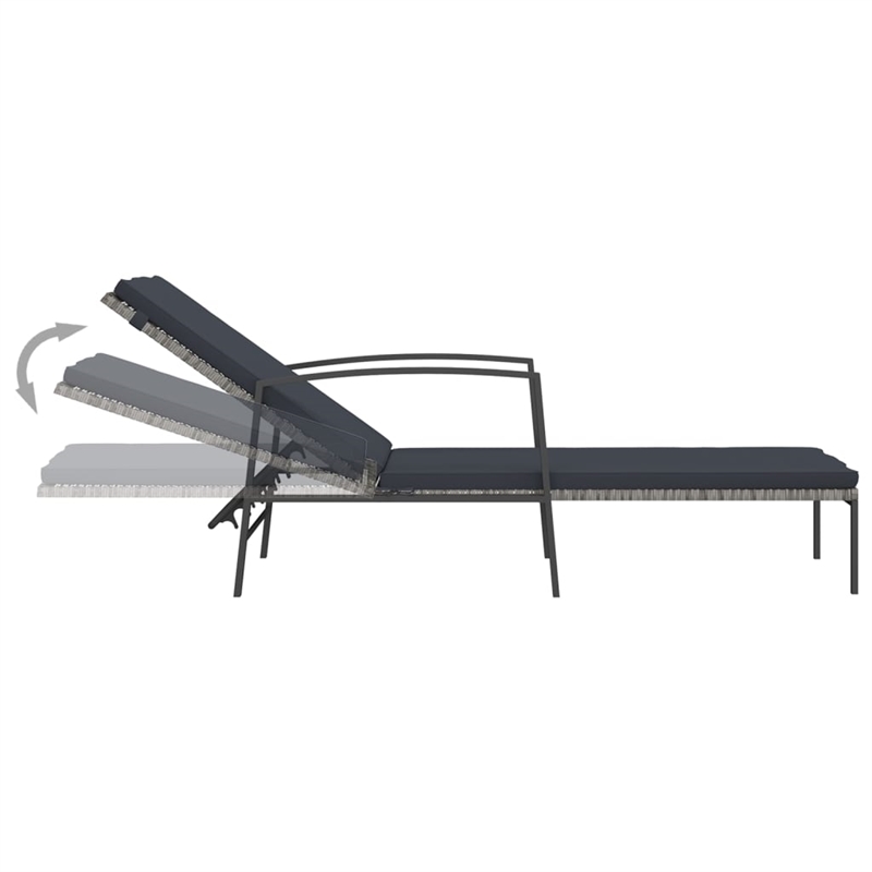 vidaXL Sun Lounger and Table in Gray (Set of 3)