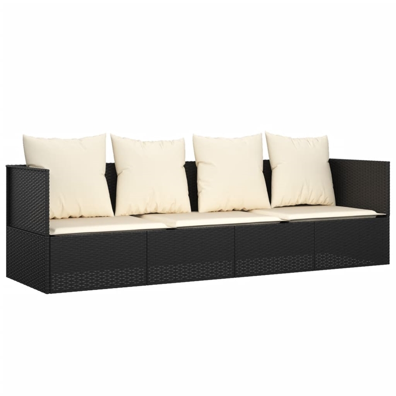 vidaXL PE Rattan Outdoor Lounge Bed in Black