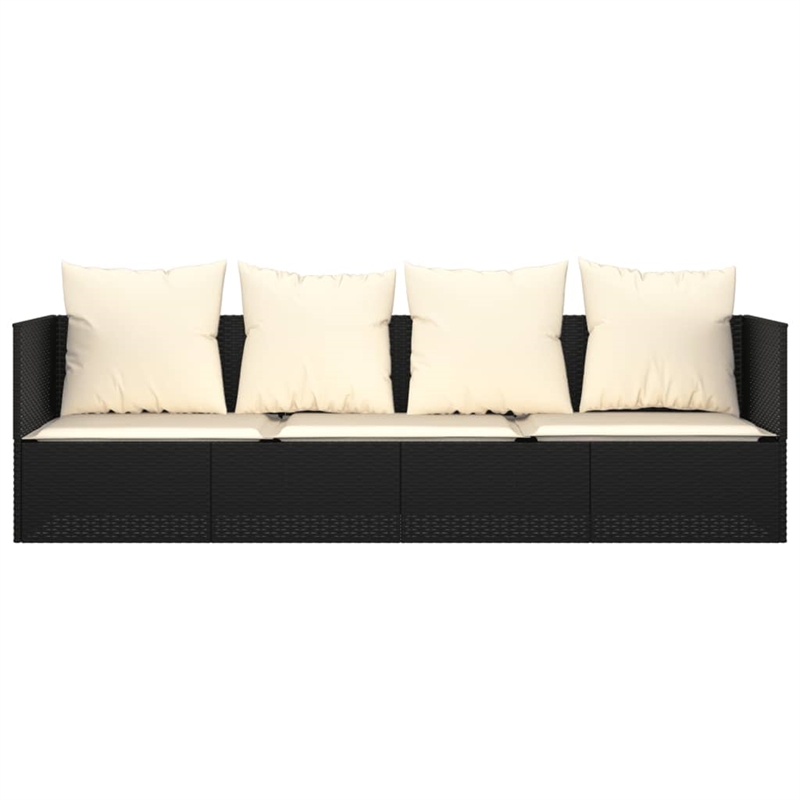 vidaXL PE Rattan Outdoor Lounge Bed in Black