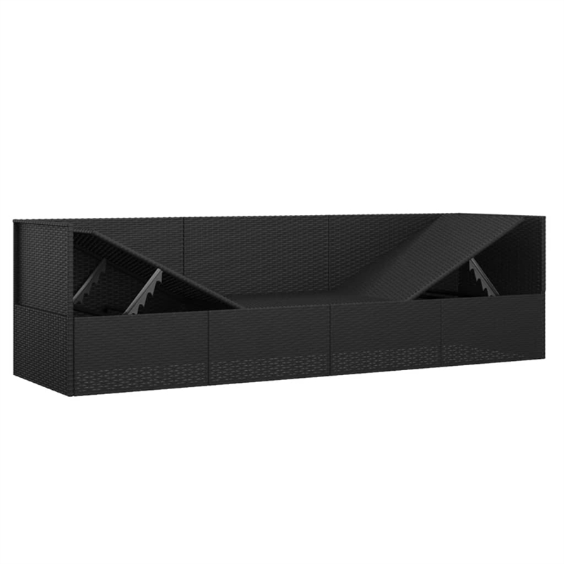 vidaXL PE Rattan Outdoor Lounge Bed in Black