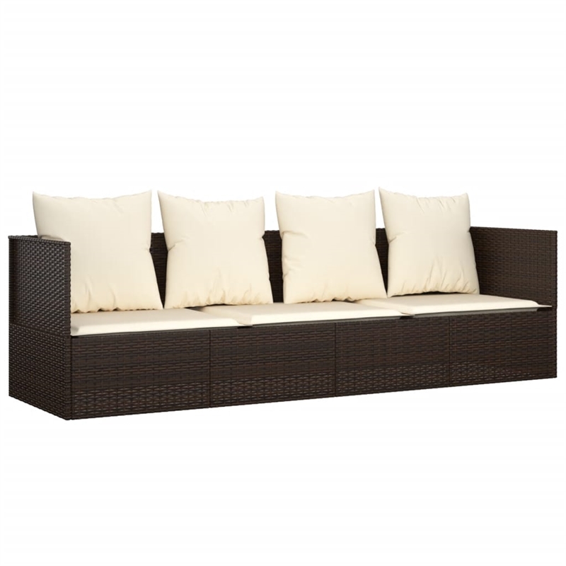 vidaXL Outdoor Lounge Bed in Brown/Cream/White