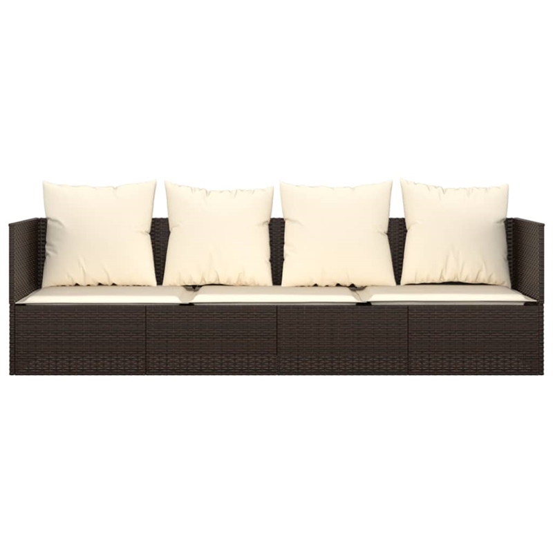 vidaXL Outdoor Lounge Bed in Brown/Cream/White