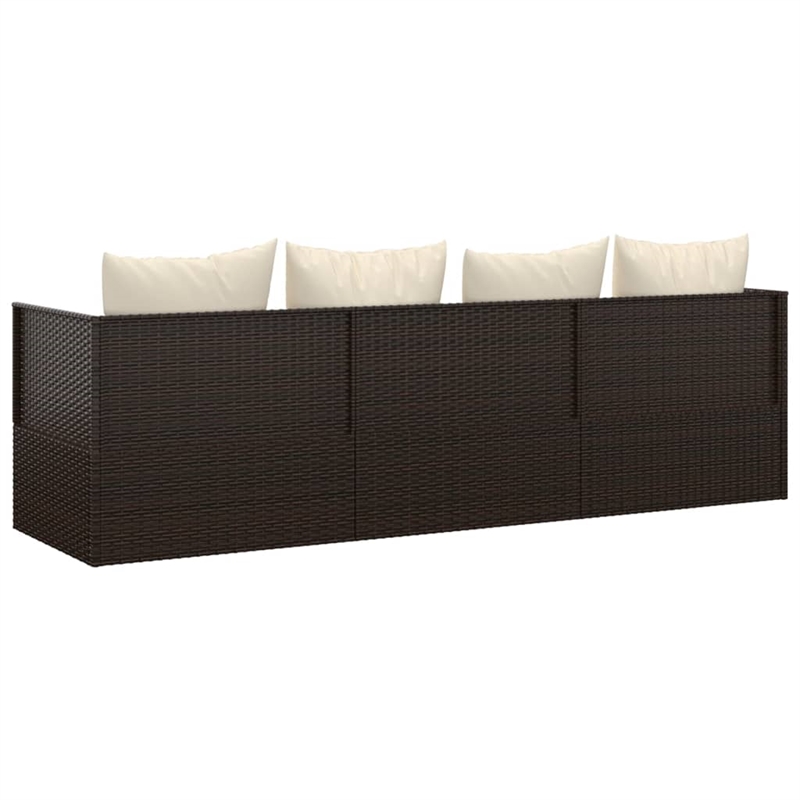 vidaXL Outdoor Lounge Bed in Brown/Cream/White