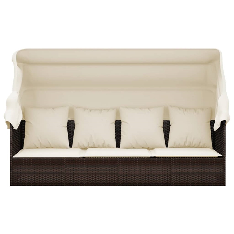 vidaXL PE Rattan Outdoor Lounge Bed w/ Adjustable Armrests in Brown