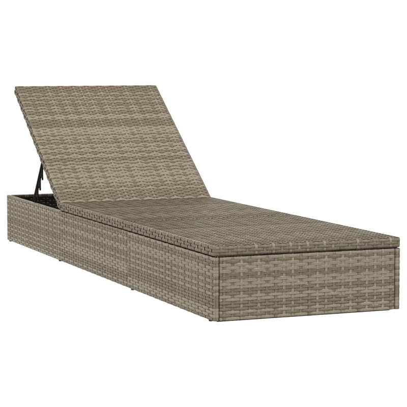 vidaXL PE Rattan Sunbed w/ Adjustable Armrests in Gray
