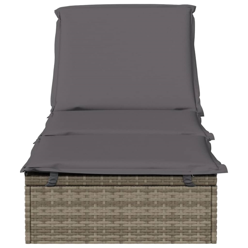 vidaXL PE Rattan Sunbed w/ Adjustable Armrests in Gray