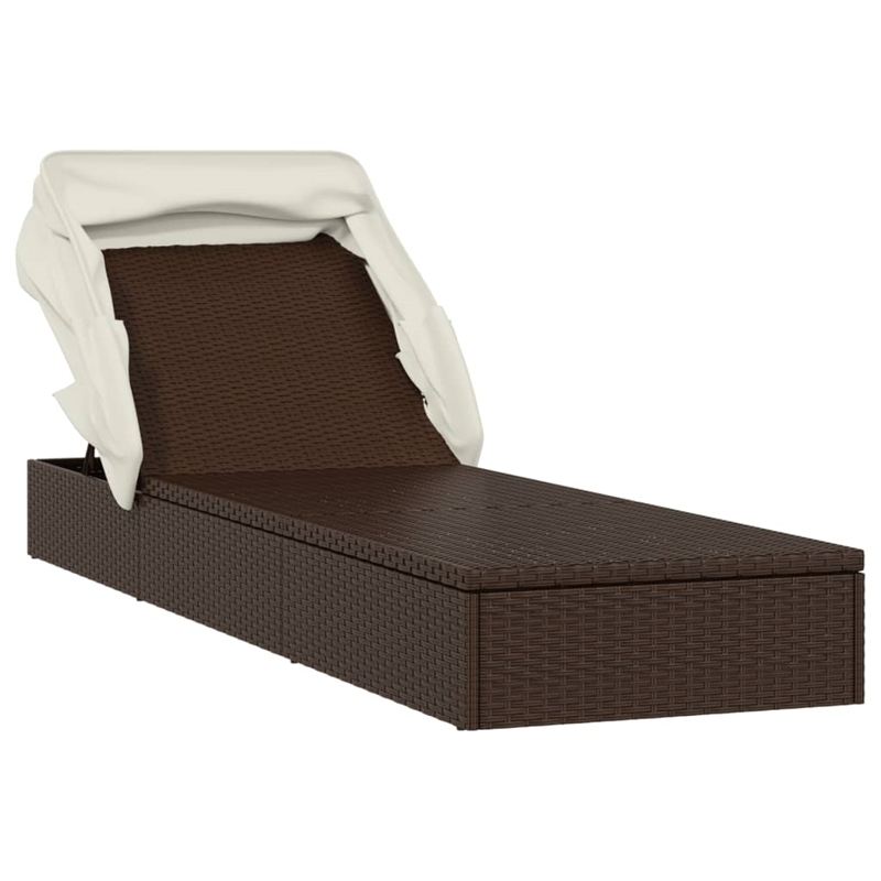 vidaXL PE Rattan Sunbed in Brown