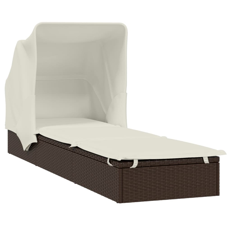 vidaXL PE Rattan Sunbed in Brown