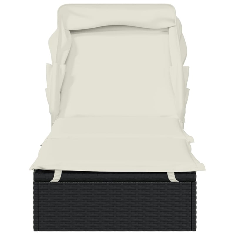 vidaXL PE Rattan Sunbed in Black