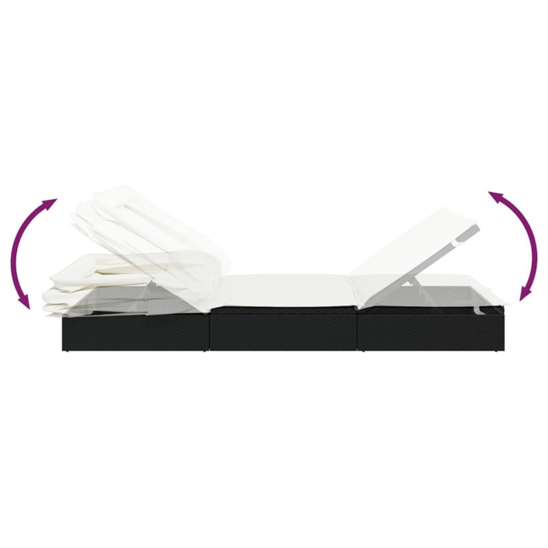 vidaXL PE Rattan Sunbed in Black