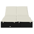 vidaXL PE Rattan Double Sunbed w/ Adjustable Armrests in Black