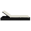 vidaXL PE Rattan Double Sunbed w/ Adjustable Armrests in Black