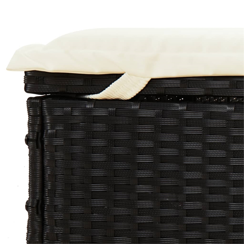 vidaXL PE Rattan Double Sunbed w/ Adjustable Armrests in Black