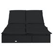 vidaXL PE Rattan Double Sunbed w/ Adjustable Armrests in Black