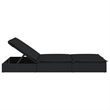 vidaXL PE Rattan Double Sunbed w/ Adjustable Armrests in Black