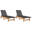 vidaXL Solid Acacia Wood Sun Lounger in Black/Brown