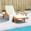 vidaXL Solid Acacia Wood Sun Lounger in Brown/Cream/White
