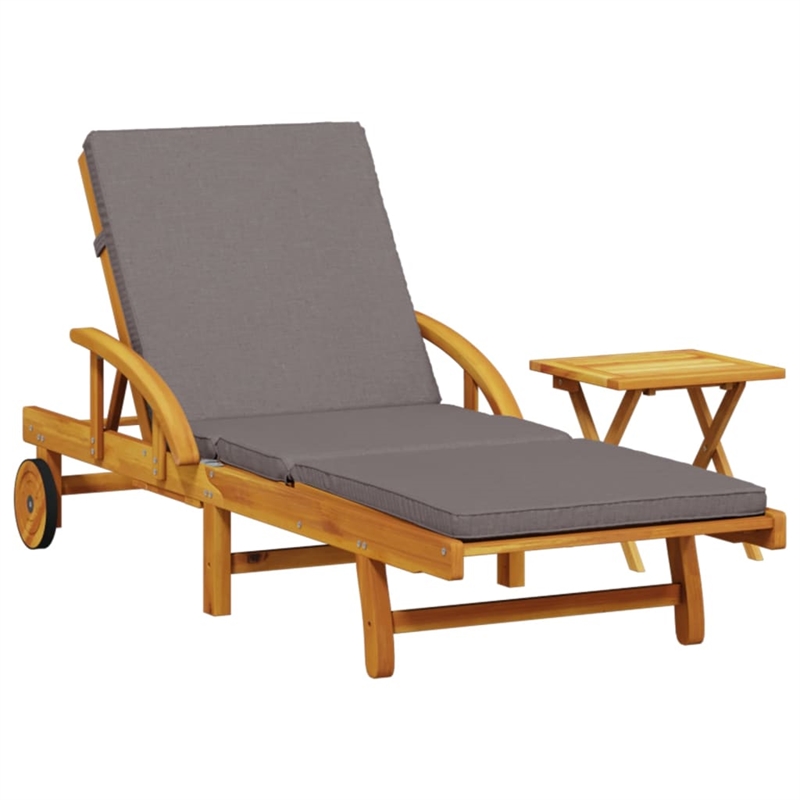 vidaXL Solid Acacia Wood Sun Lounger in Brown