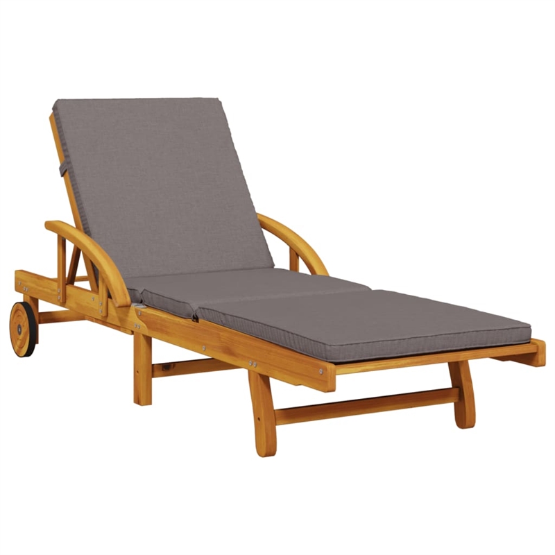 vidaXL Solid Acacia Wood Sun Lounger in Brown