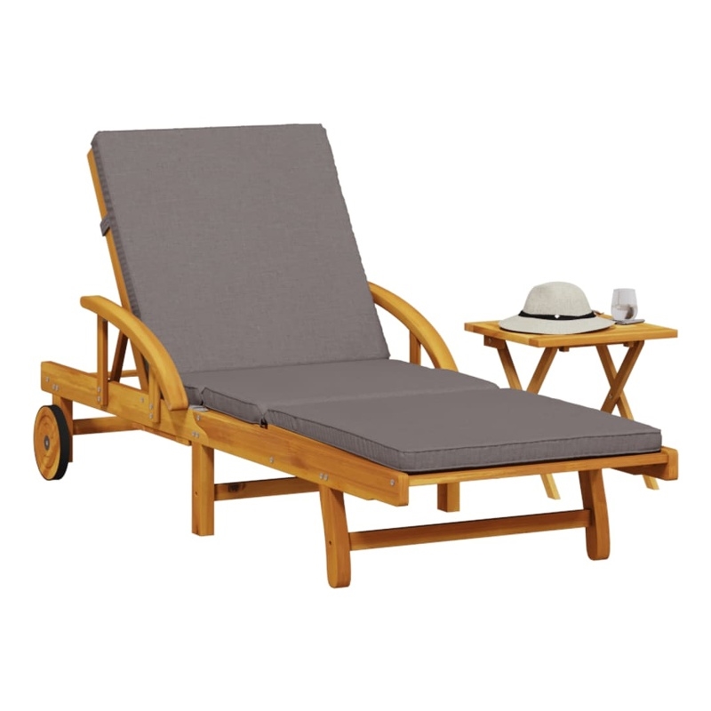 vidaXL Solid Acacia Wood Sun Lounger in Brown
