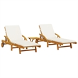 vidaXL Solid Acacia Wood Sun Lounger in Brown (Set of 2)