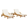 vidaXL Solid Acacia Wood Sun Lounger in Brown (Set of 2)