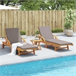 vidaXL Solid Acacia Wood Sun Lounger in Brown (Set of 2)