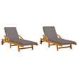 vidaXL Solid Acacia Wood Sun Lounger in Brown (Set of 2)