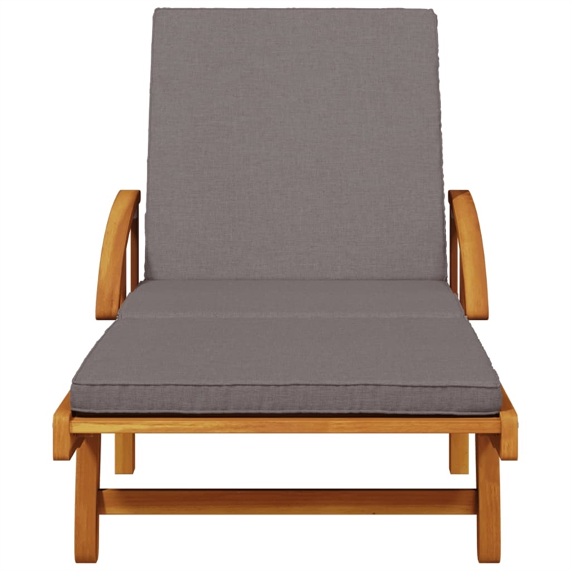vidaXL Solid Acacia Wood Sun Lounger in Brown (Set of 2)