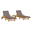 vidaXL Solid Acacia Wood Sun Lounger in Brown (Set of 2)