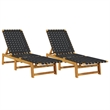 vidaXL Sun Lounger in Black/Brown (Set of 2)