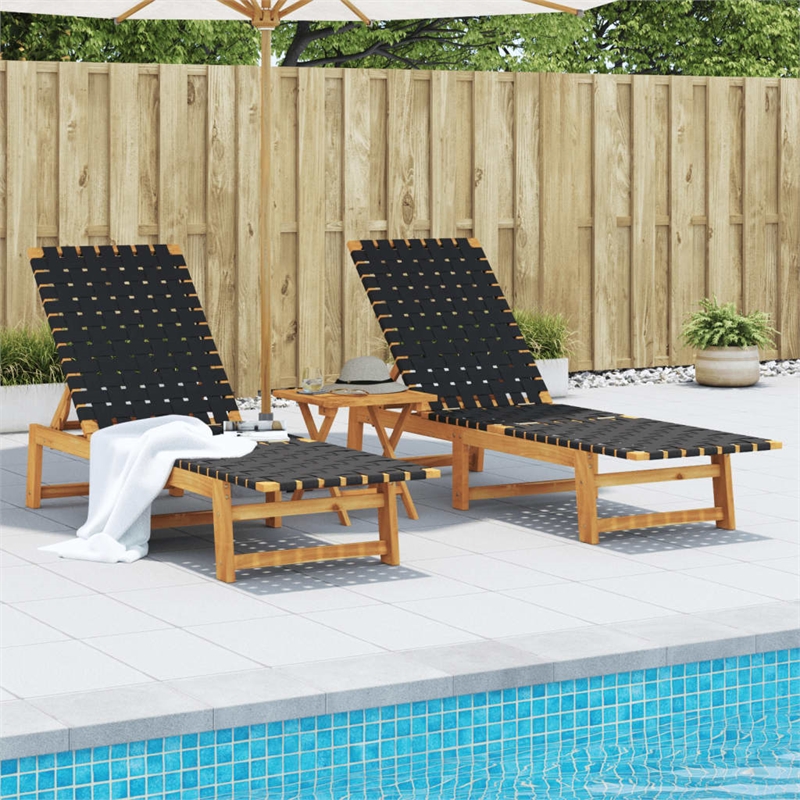 vidaXL Sun Lounger in Black/Brown (Set of 2)