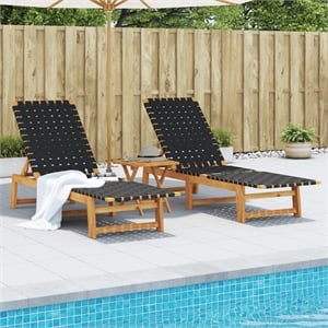 vidaXL Sun Lounger in Black/Brown (Set of 2)