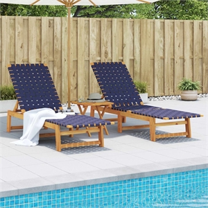 vidaXL Sun Lounger in Brown/Dark Blue (Set of 2)