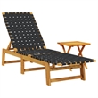 vidaXL Solid Acacia Wood Sun Lounger in Black/Brown
