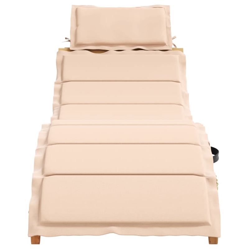vidaXL Foldable Solid Acacia Wood Sun Lounger in Beige (Set of 2)
