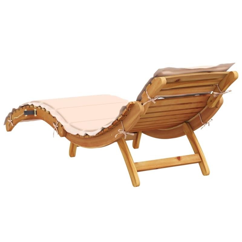 vidaXL Foldable Solid Acacia Wood Sun Lounger in Beige (Set of 2)