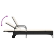 vidaXL Sun Lounger in Black Frame with Cream White Cushions