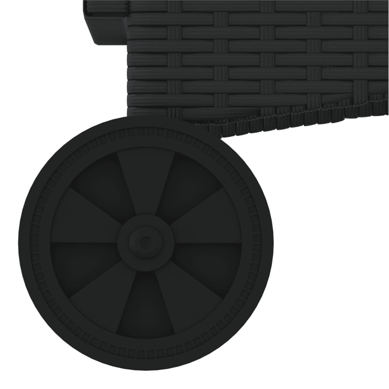 vidaXL Sun Lounger in Black Frame with Cream White Cushions