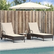 vidaXL Sun Lounger in Black Frame with Cream White Cushions