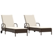 vidaXL PE Rattan Sun Lounger w/ Adjustable Armrests in Brown