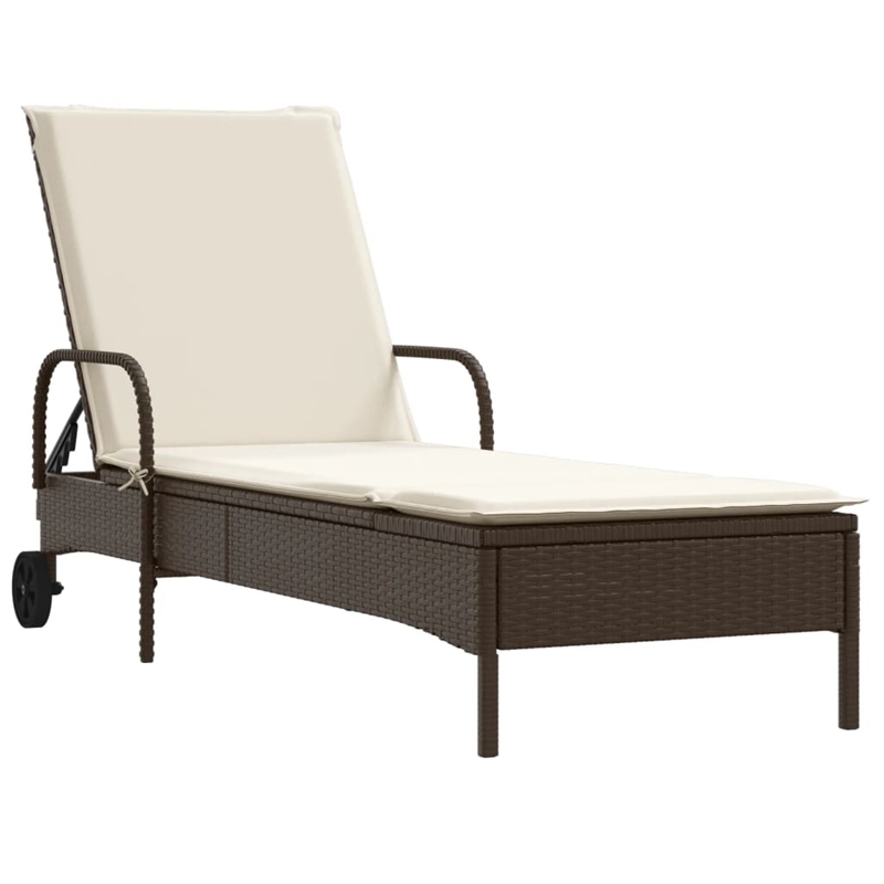 vidaXL PE Rattan Sun Lounger w/ Adjustable Armrests in Brown