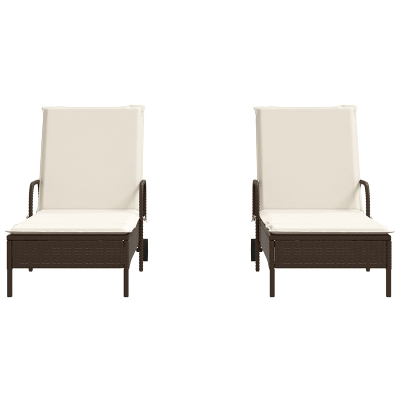 vidaXL PE Rattan Sun Lounger w/ Adjustable Armrests in Brown