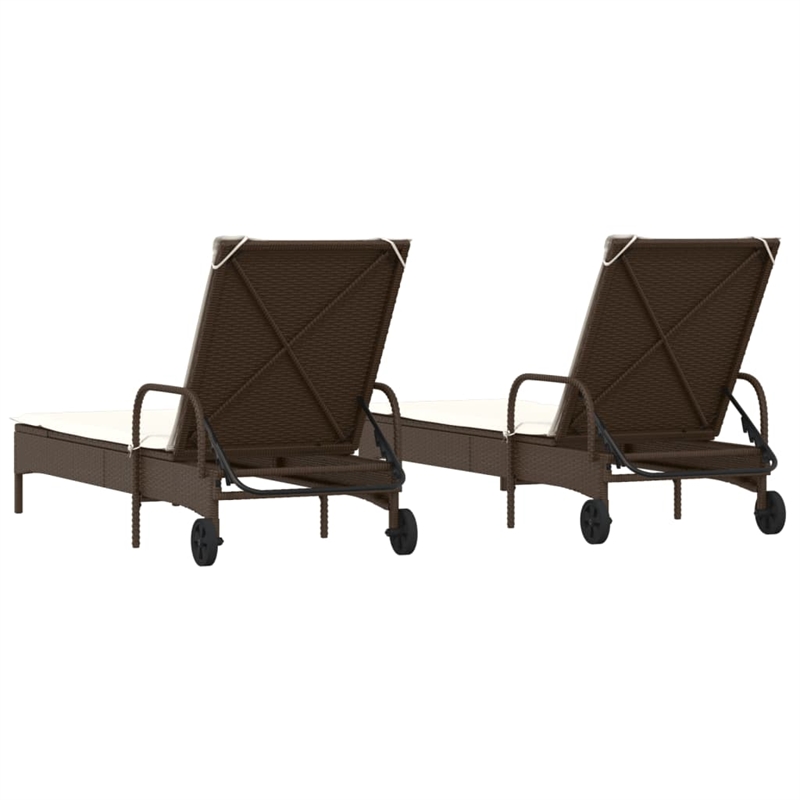 vidaXL PE Rattan Sun Lounger w/ Adjustable Armrests in Brown