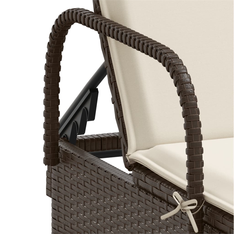 vidaXL PE Rattan Sun Lounger w/ Adjustable Armrests in Brown